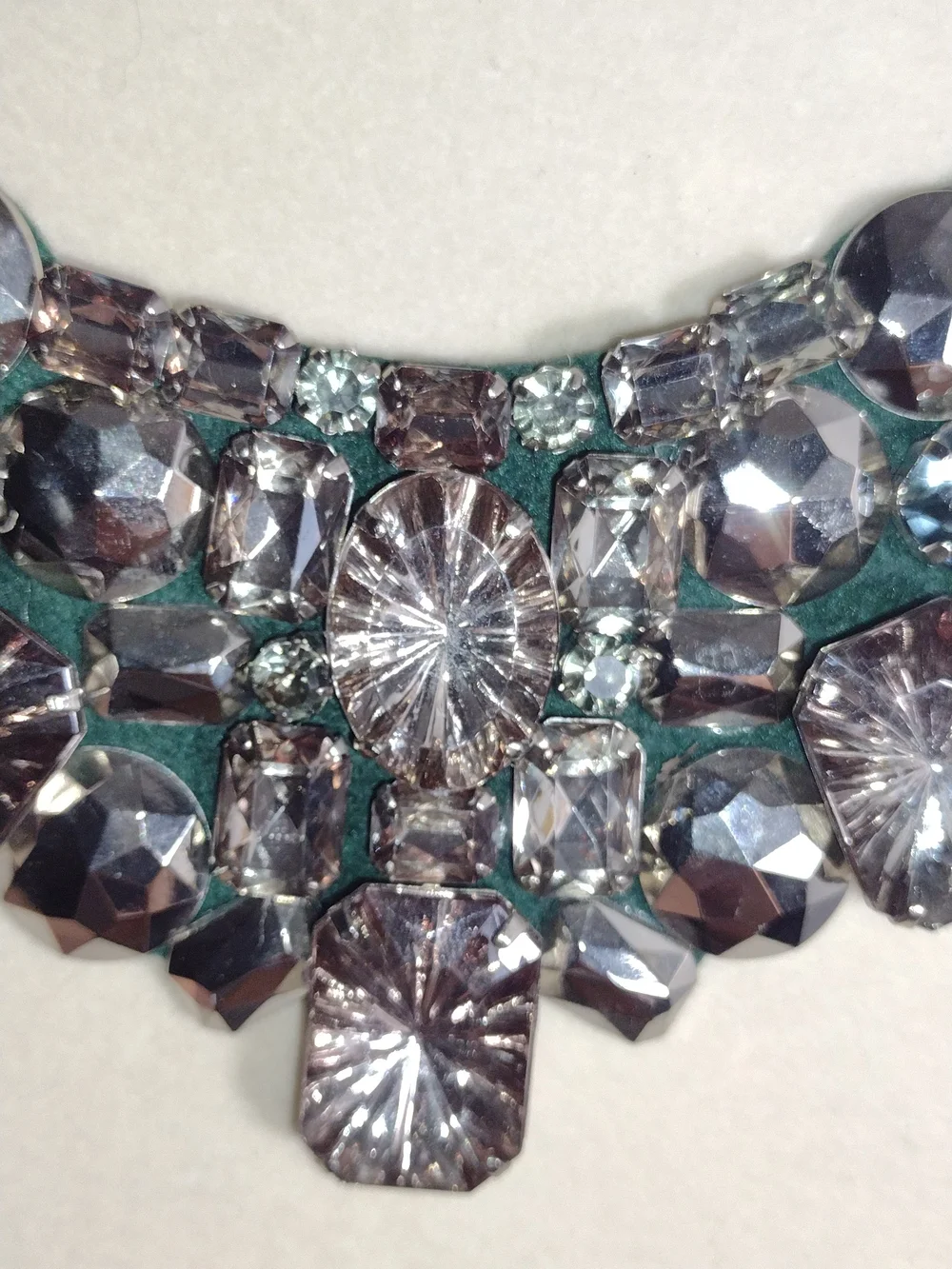 Joan Rivers Taupe & Teal Crystal Bib Necklace